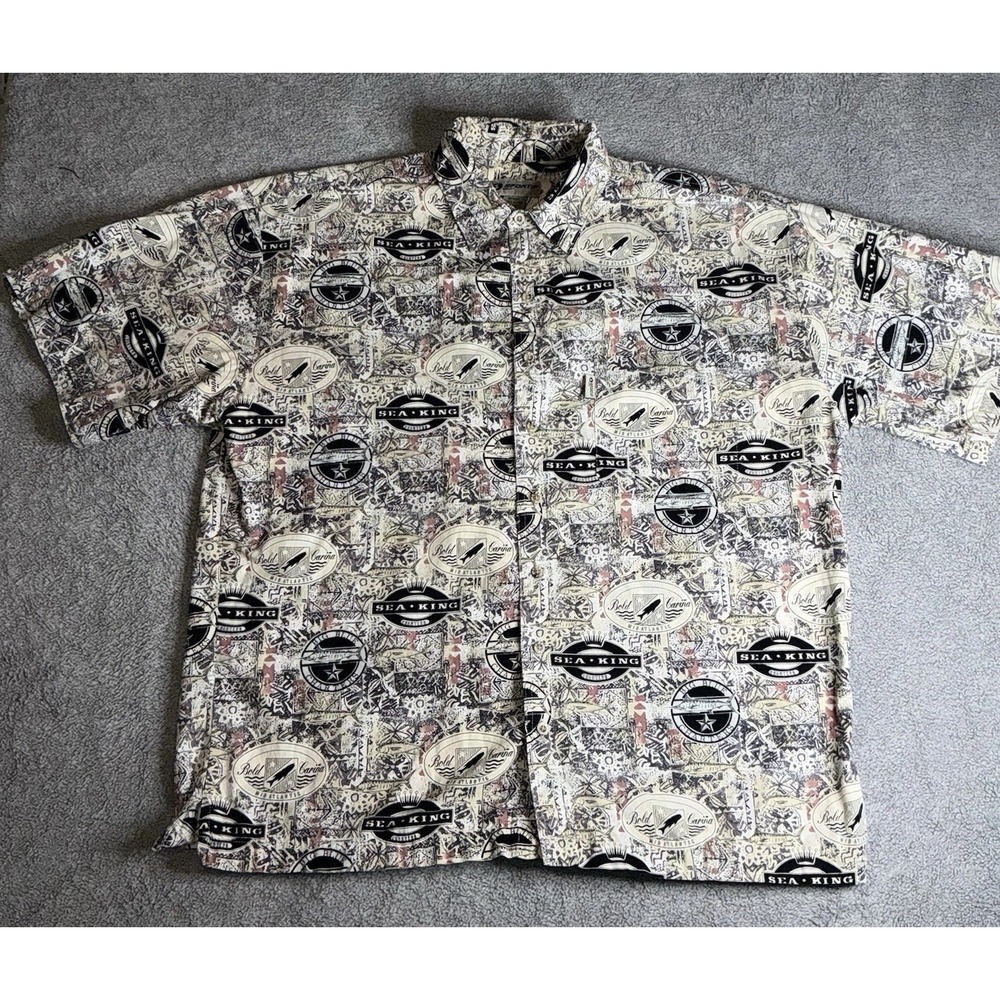 Vintage Sportif USA‎ Shirt Mens L Sea King Short Sleeve Deep Sea Fishing
